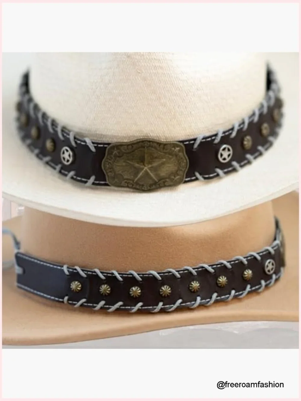 Hat Bands for Cowboy Cowgirl Western Accessories Leather Style Hat Belt Band